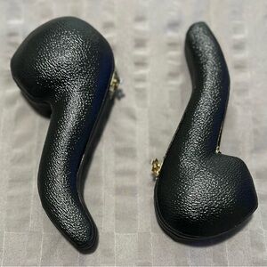 PAIR OF VINTAGE HAND CARVED TURKISH MEERSCHAUM PIPE CASES LEATHER COVERED LINED